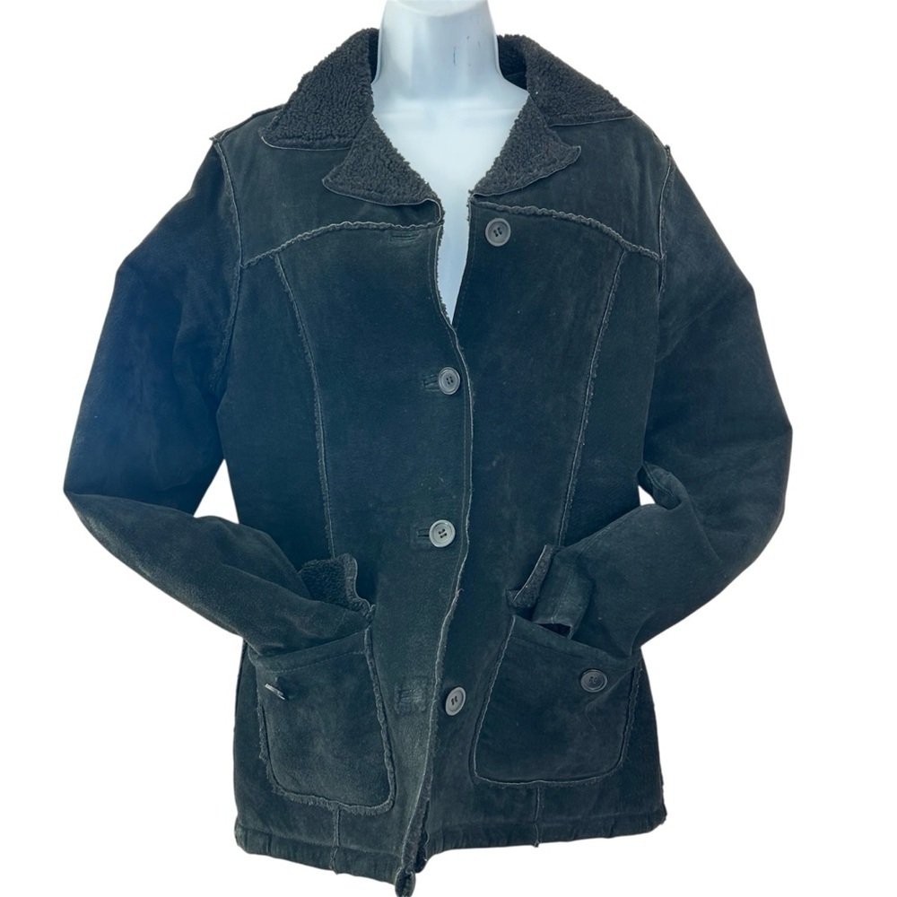TILT Vintage Y2K Patchwork Leather Black Sherpa Lined Jacket Sz L